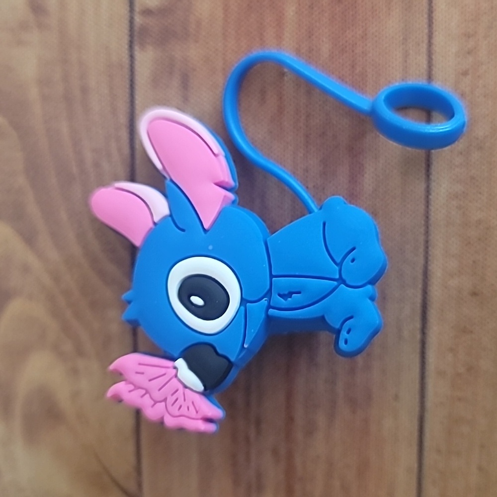 Blue Alien Silicone Straw Cover Topper with Butterfly Accessory